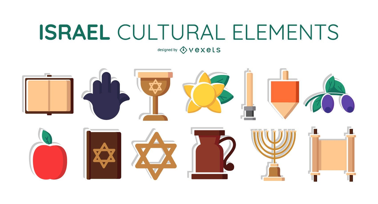 Israel cultural elements set 