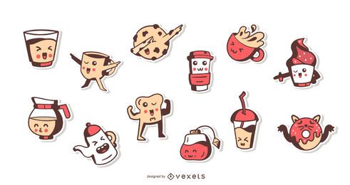 Kawaii coffee time sticker set