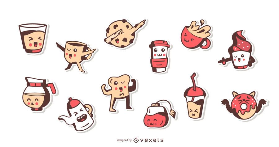 Kawaii coffee time sticker set Kawaii coffee time sticker set