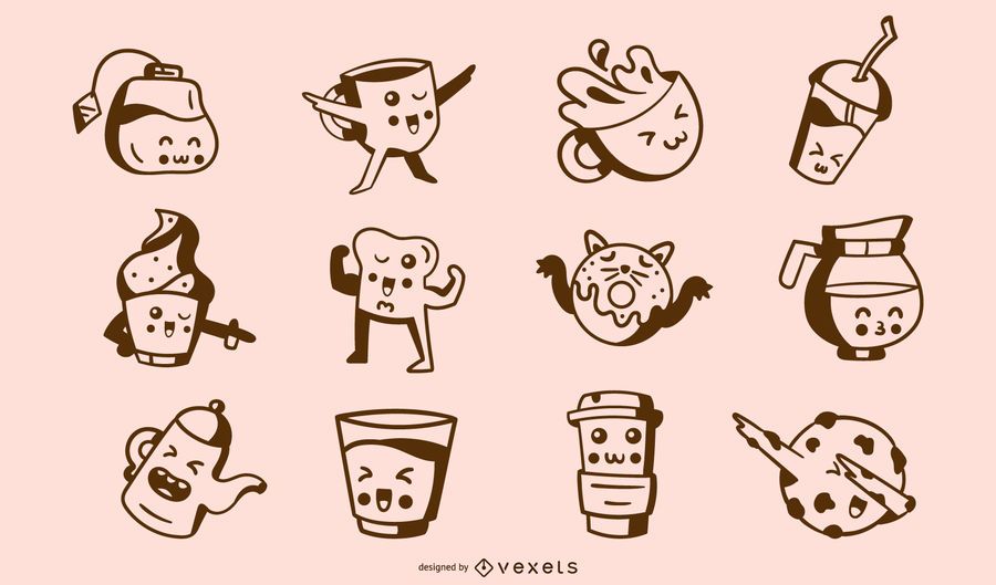 Kawaii coffee time stroke collection Kawaii coffee time stroke collection