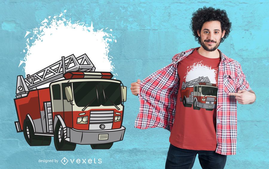 Fire Truck Illustration T-shirt Design Fire Truck Illustration T-shirt Design