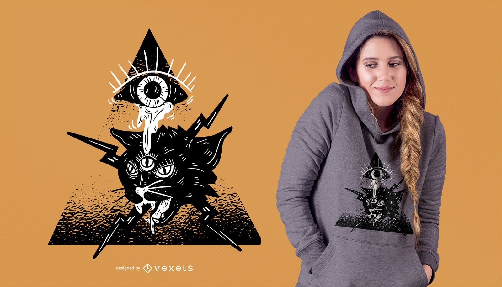 Halloween alien cat t-shirt design