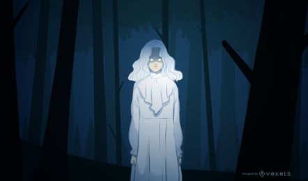 Ilustración de halloween de niña espeluznante