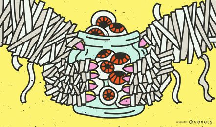 Jar of eyes halloween illustration Jar of eyes halloween illustration