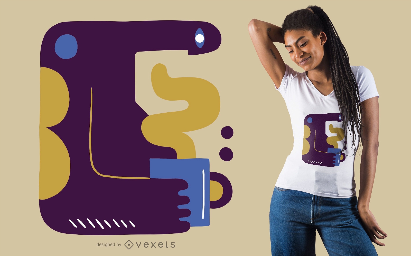 Design abstrato de camiseta para homem de café