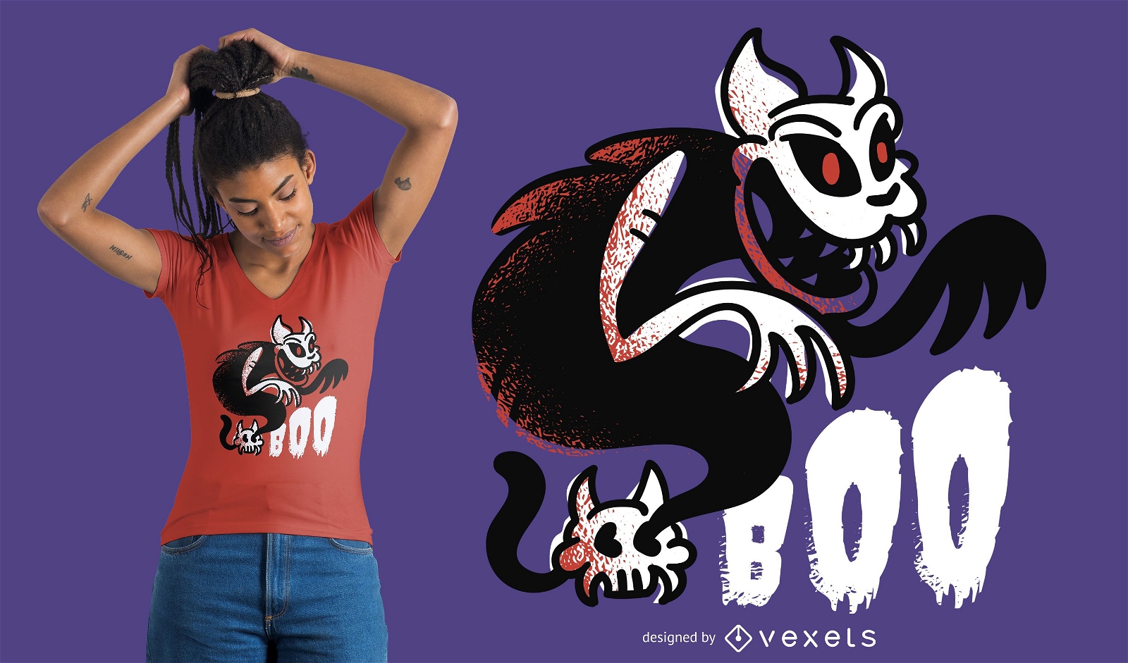 Boo Ghost Cat T-shirt Design 