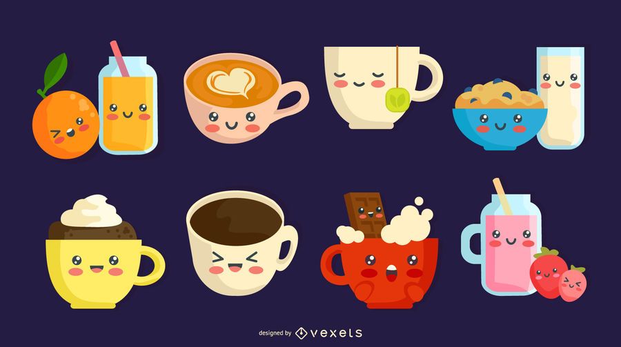 Set de bebidas de desayuno kawaii Set de bebidas de desayuno kawaii