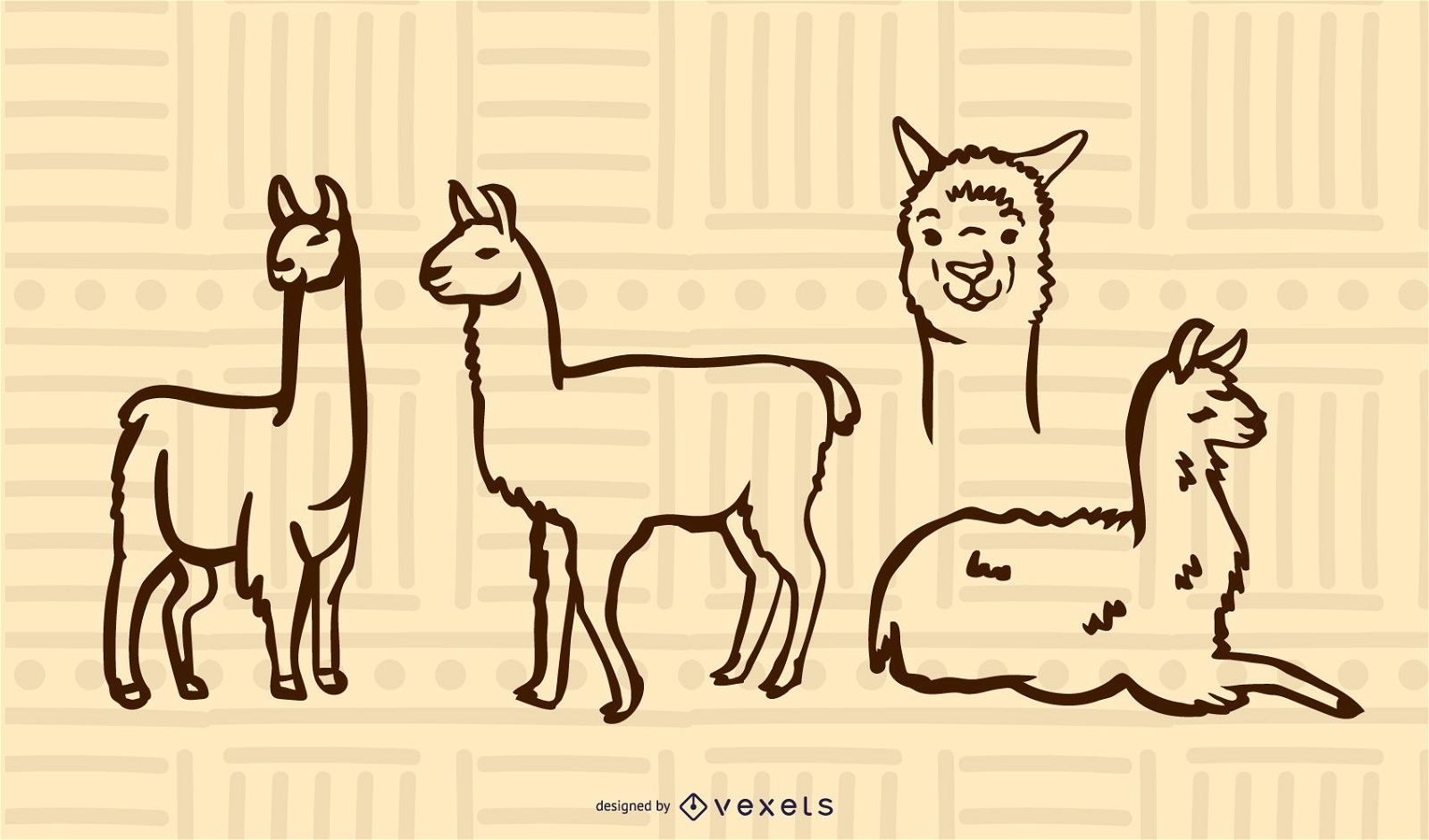 Llama doodle set