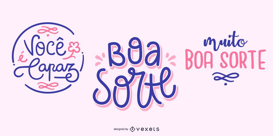 Good Luck Portuguese Quote Banner Set - Vector Download