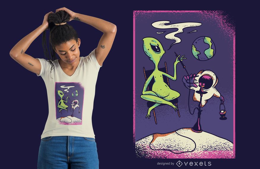 Smoking Alien T-shirt Design Smoking Alien T-shirt Design