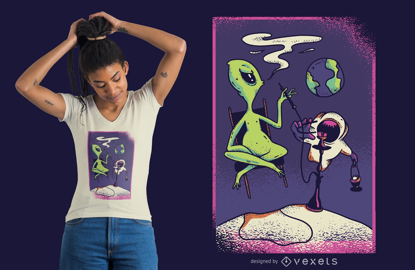 Rauchen Alien T-Shirt Design
