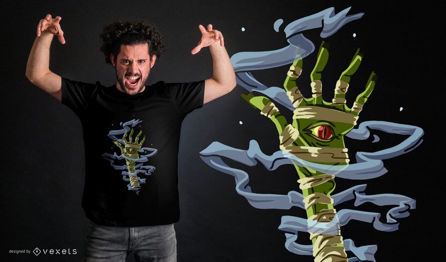 Diseño de camiseta de mano de momia Diseño de camiseta de mano de momia