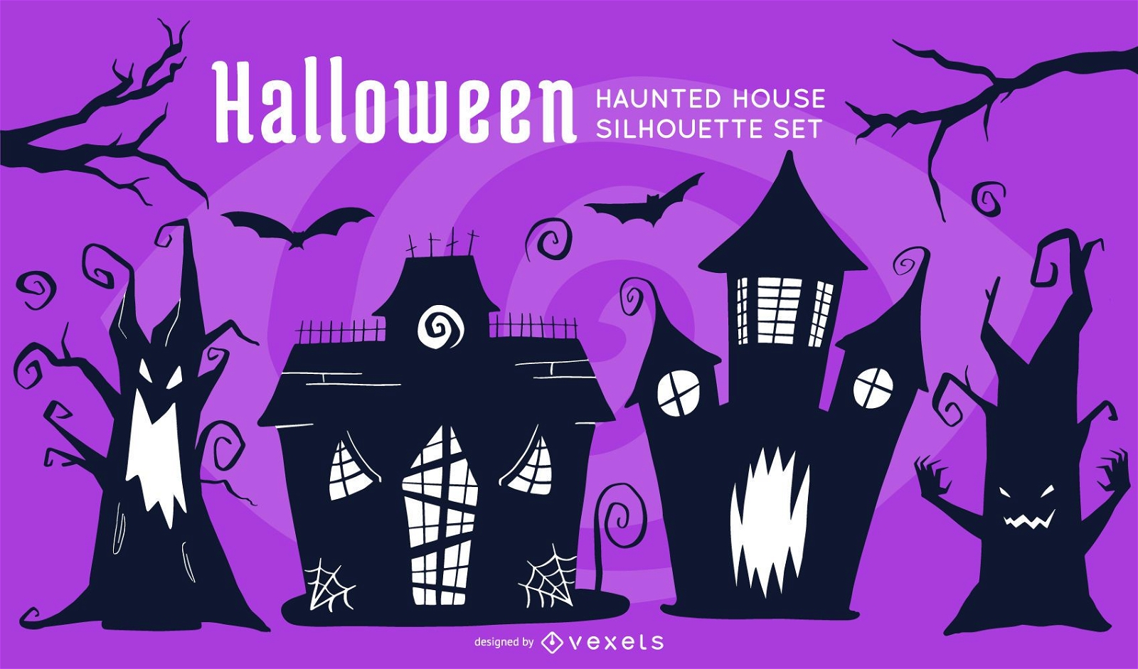 Conjunto de casas embrujadas recortables de Halloween