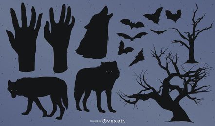 Halloween Elements Silhouette Collection Halloween Elements Silhouette Collection