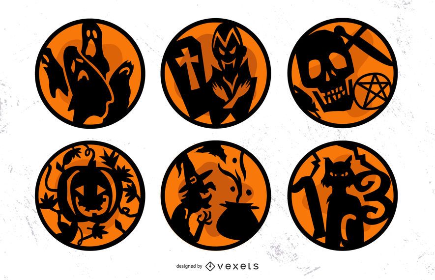 Halloween Orange Badges Set Halloween Orange Badges Set