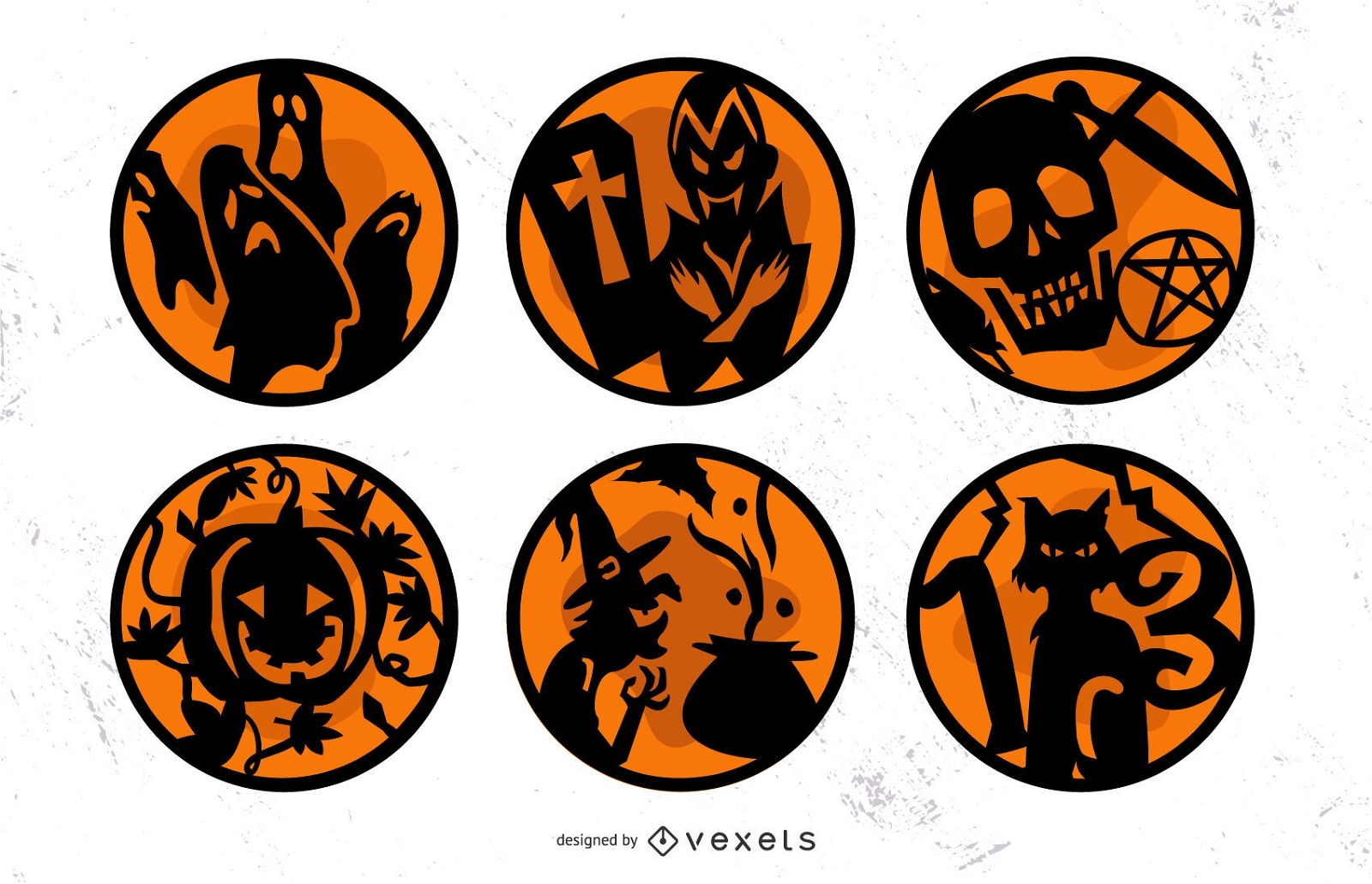 Conjunto de emblemas de Halloween laranja