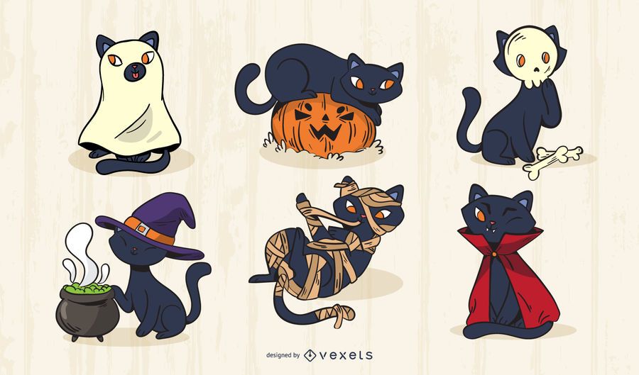 Halloween Cat Vector Set Halloween Cat Vector Set