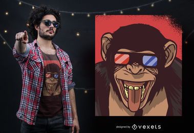 Affe 3D Brille T-Shirt Design Affe 3D Brille T-Shirt Design