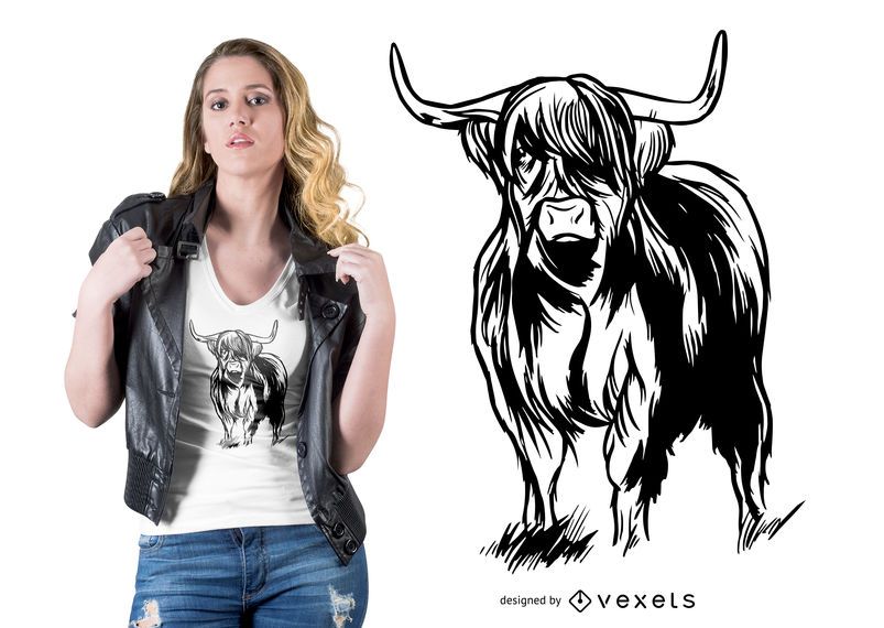 Diseño de camiseta de vaca Highlander Diseño de camiseta de vaca Highlander