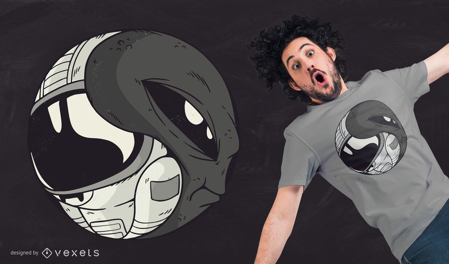 Alien Astronaut Yin Yang T-shirt Design Alien Astronaut Yin Yang T-shirt Design