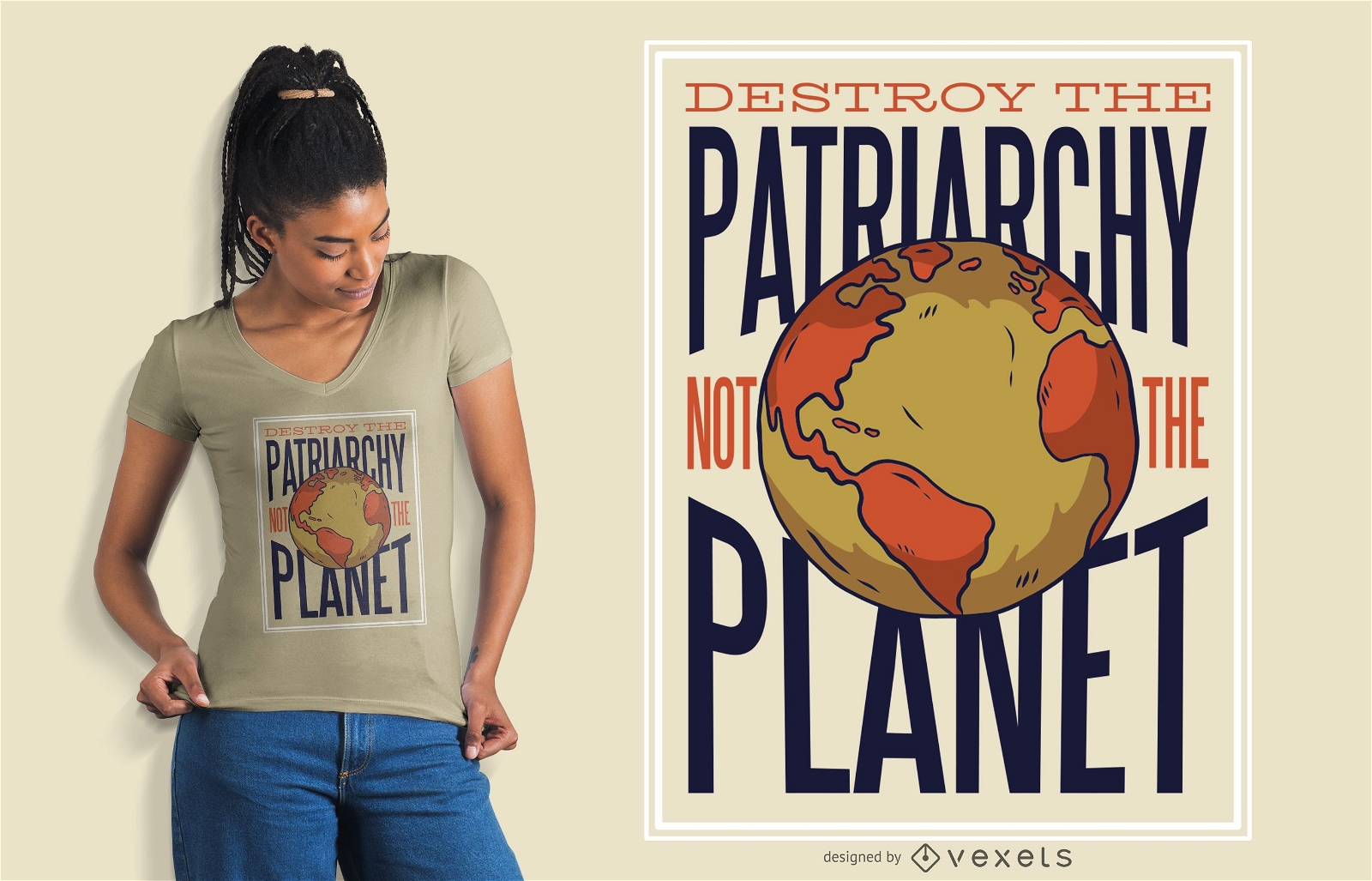 Design de camisetas feministas do planeta