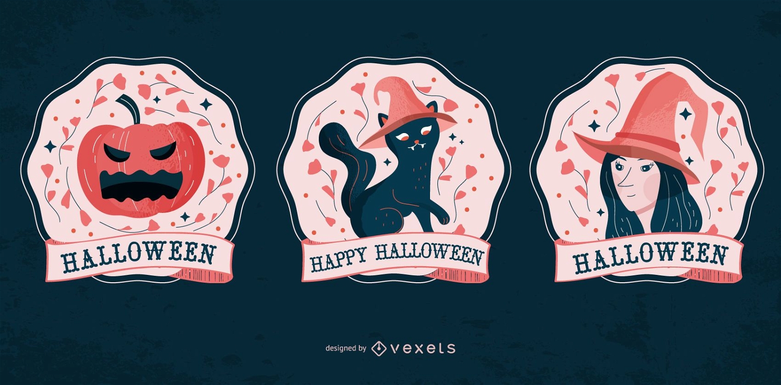 Conjunto de emblemas de personagens de Halloween