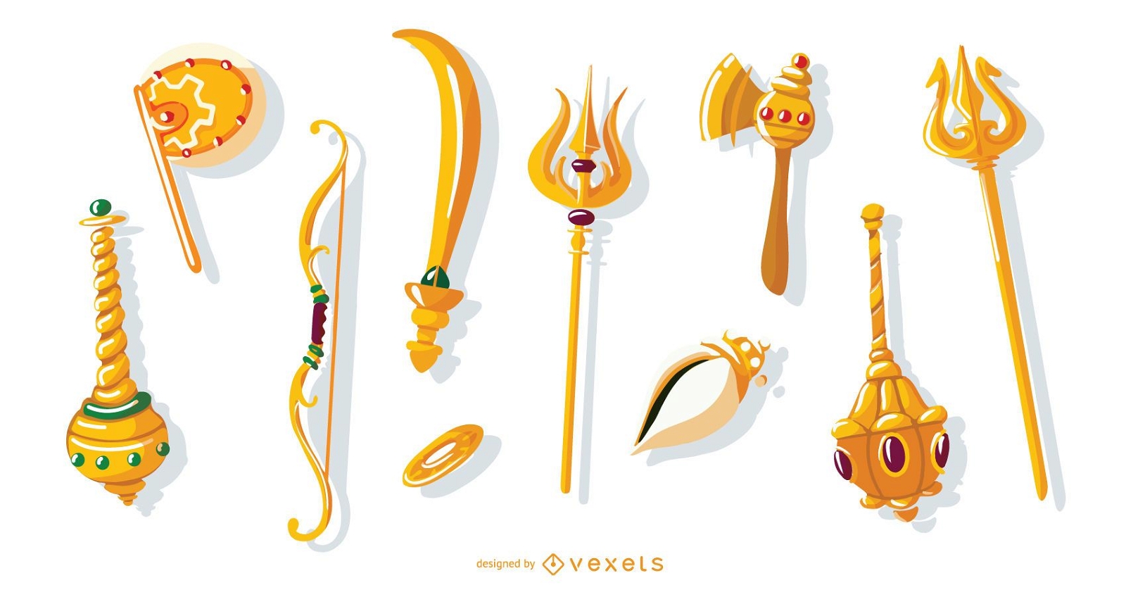 Conjunto de armas de deuses hindus