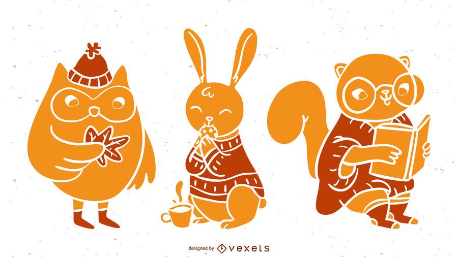 Fall animals detailed silhouettes Fall animals detailed silhouettes