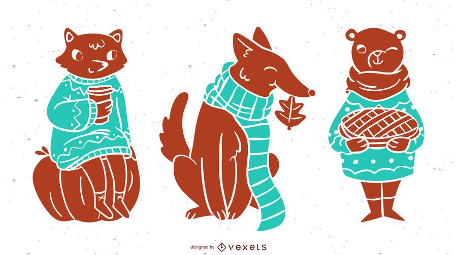 Conjunto de silhueta de animais outono Conjunto de silhueta de animais outono