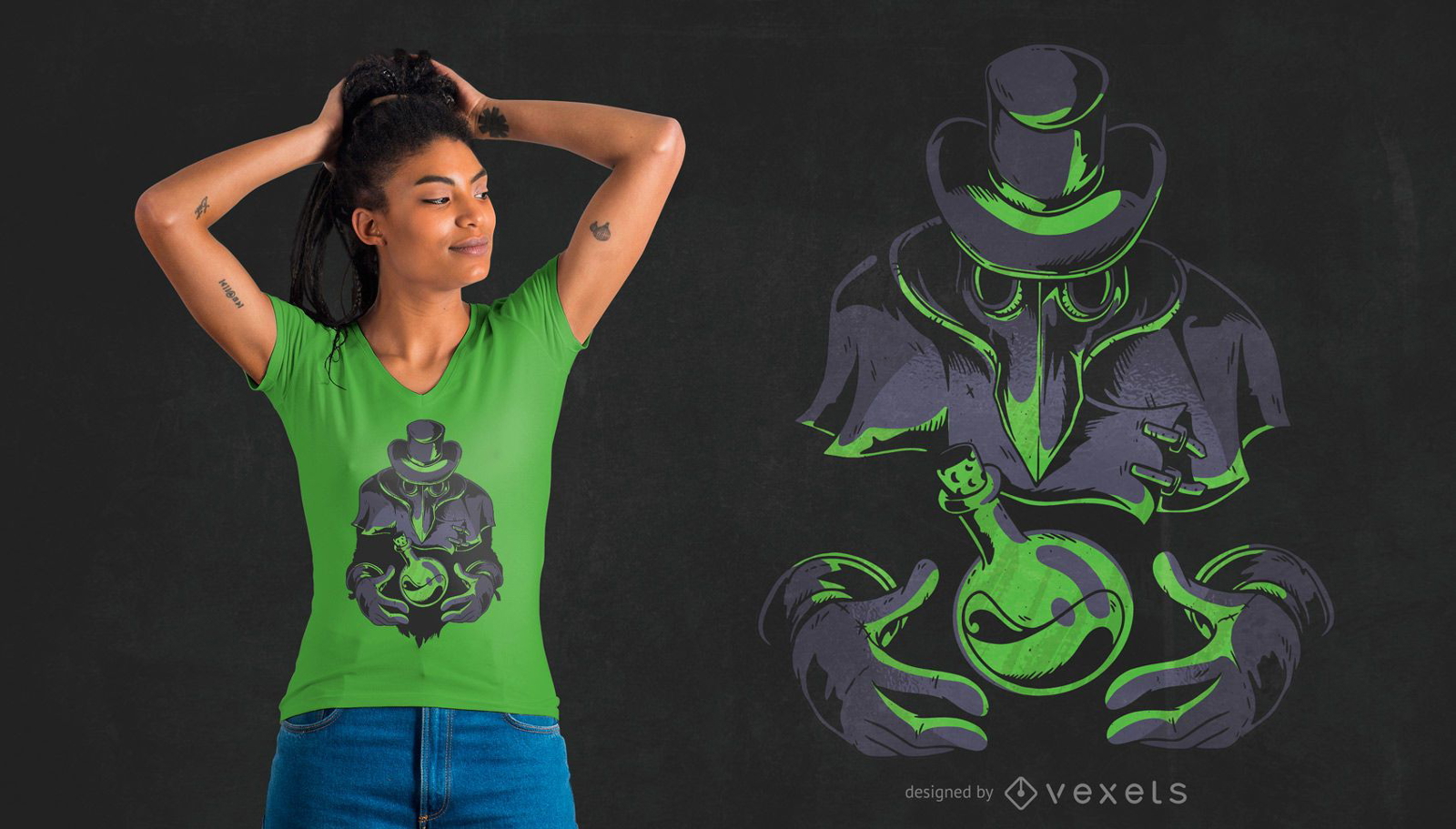 Download Plague Doctor Flask T-shirt Design - Vector Download