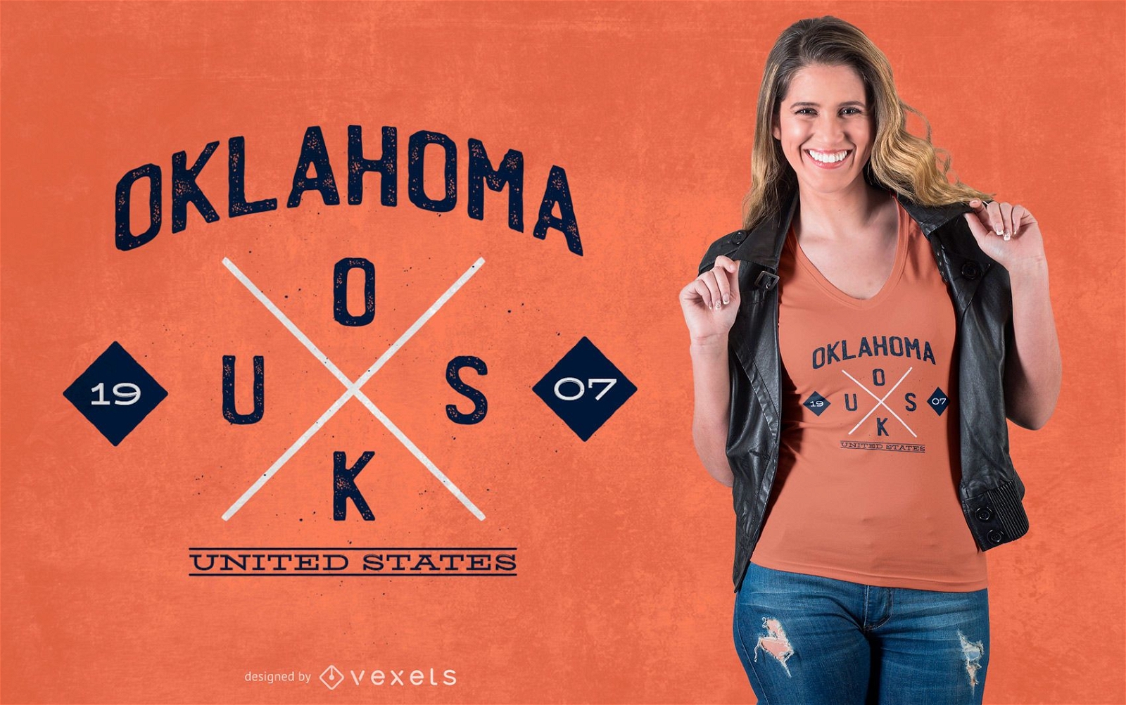 Diseño de camiseta Oklahoma Hipster