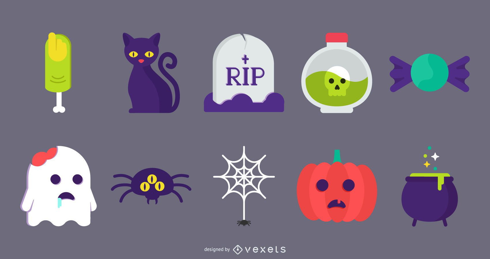 Vectores planos lindos del icono de Halloween