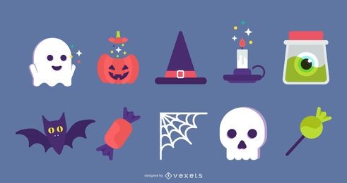 Conjunto de ícones planos de Halloween