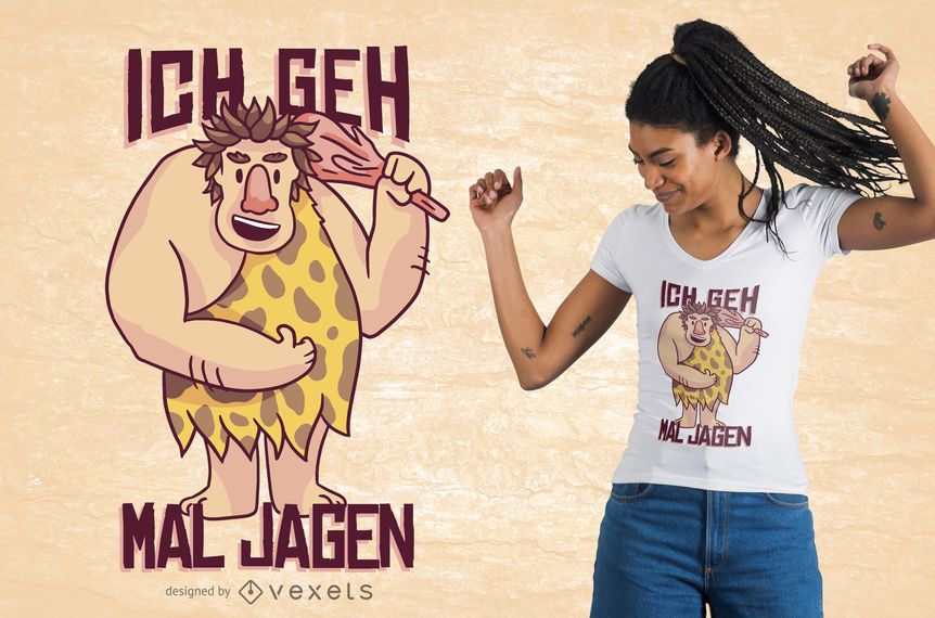 Happy Caveman German T-shirt Design Happy Caveman German T-shirt Design