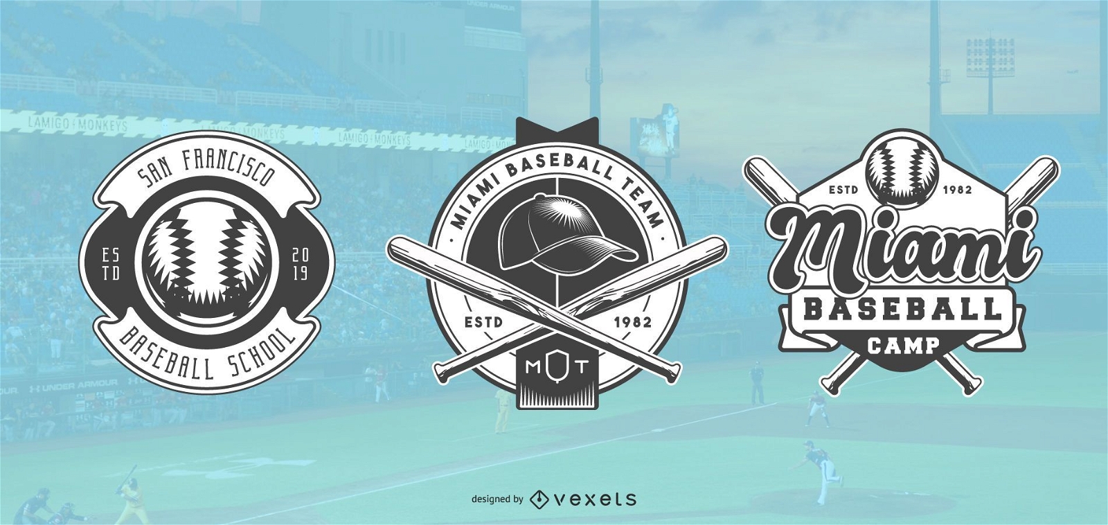 Conjunto de logotipo de beisebol