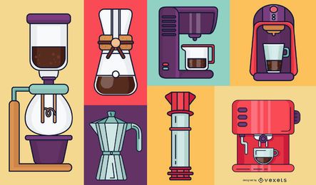 Ilustración de máquinas de café