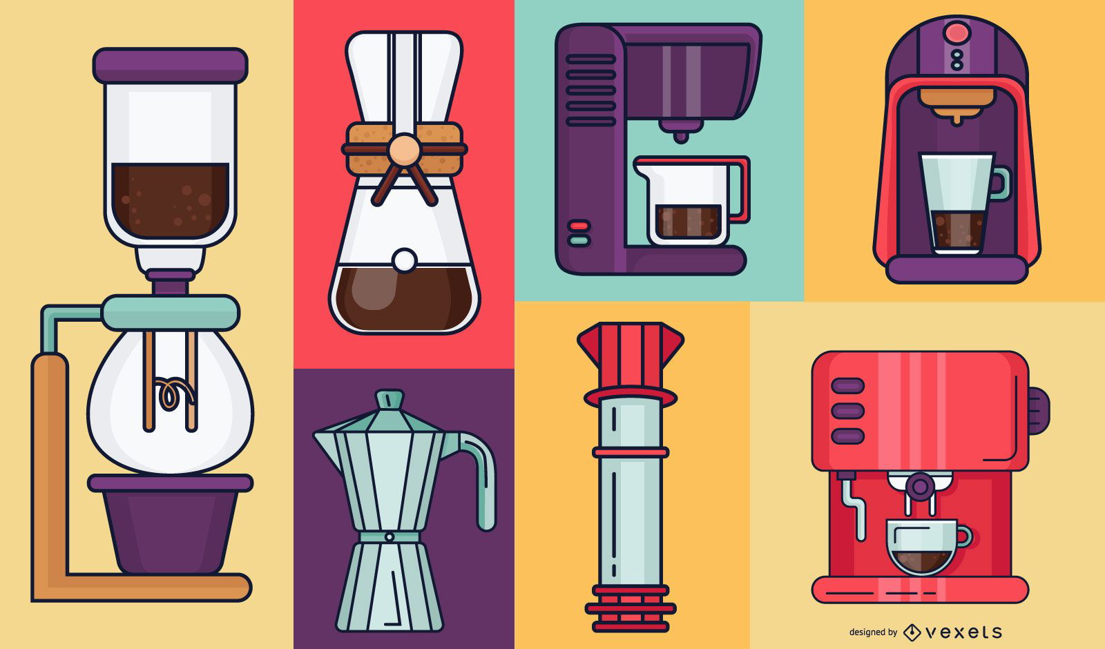 Ilustração de máquinas de café