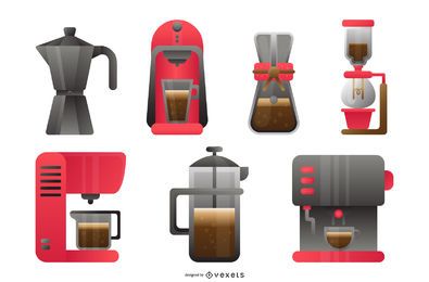 Conjunto de Design de Cafeteira Conjunto de Design de Cafeteira