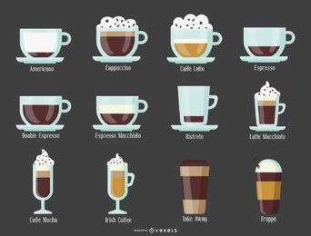 Ilustración de tipos de café