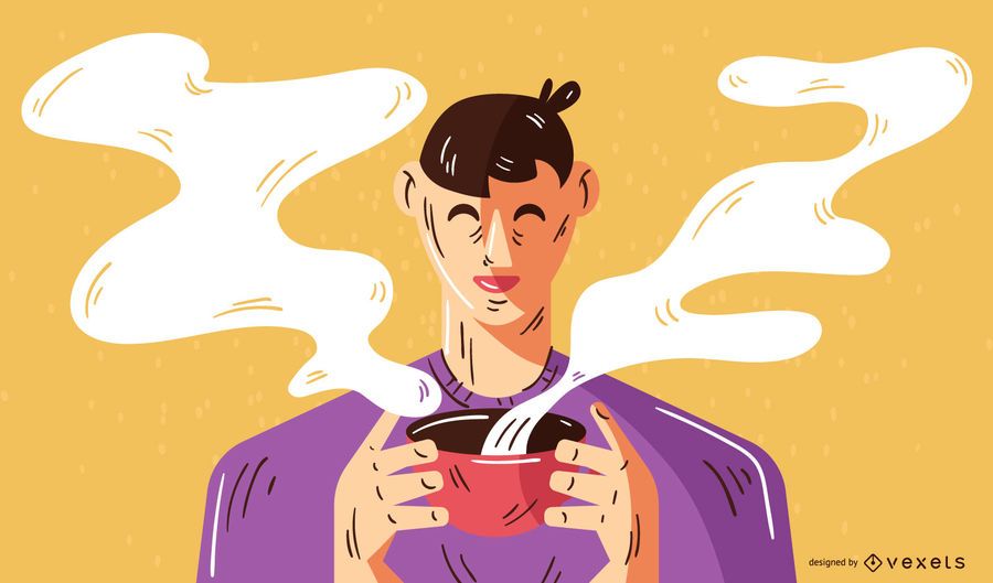 Homem, bebendo, café, ilustração Homem, bebendo, café, ilustração