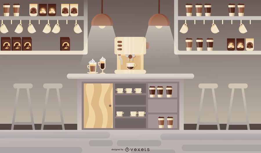 Modern flat coffee shop illustration Modern flat coffee shop illustration