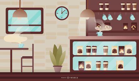 Moderne Kaffeestubeillustration Moderne Kaffeestubeillustration