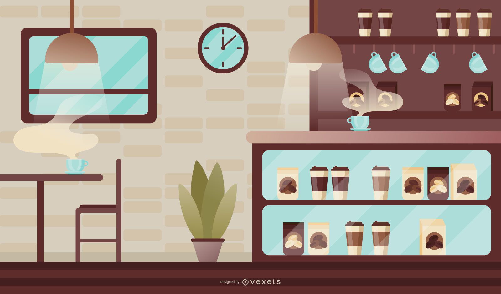 Modern coffee shop illustration