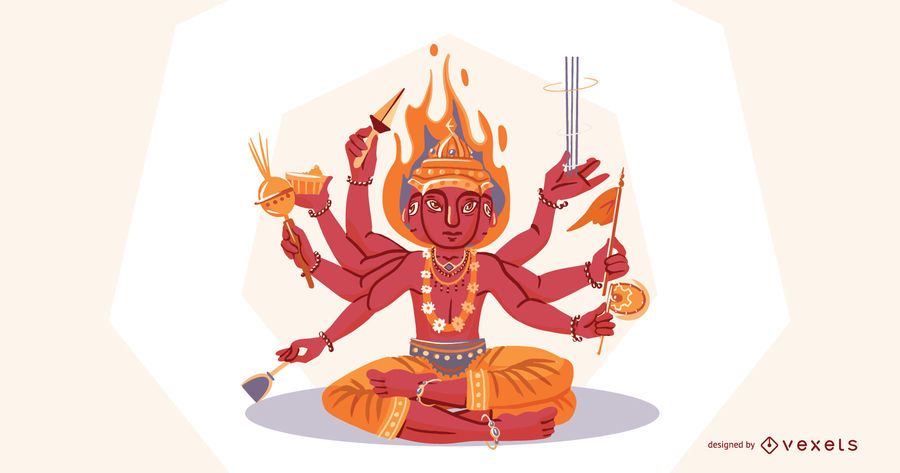 Ilustración de dios hindú Agni Ilustración de dios hindú Agni