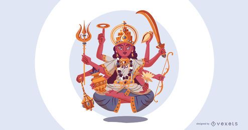 Ilustración de la diosa hindú Durga Ilustración de la diosa hindú Durga