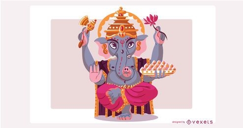 Ilustración de dios hindú Ganesha