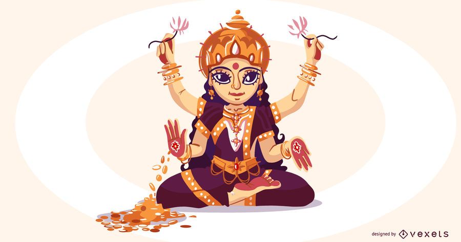 Ilustración de la diosa hindú lakshmi Ilustración de la diosa hindú lakshmi