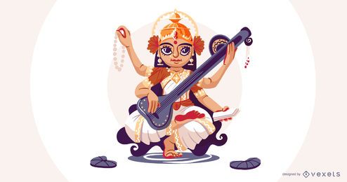 Hindu goddess Saraswati illustration Hindu goddess Saraswati illustration