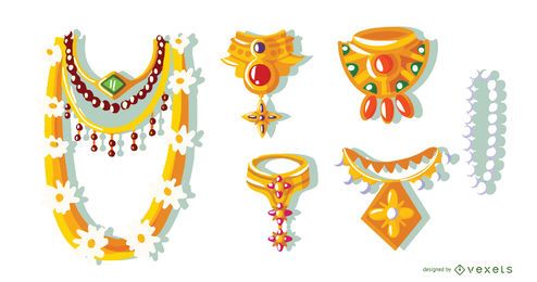 Conjunto de vectores de collares hindúes