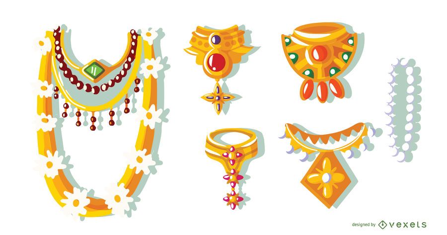Hindu-Halsketten-Vektor-Set Hindu-Halsketten-Vektor-Set